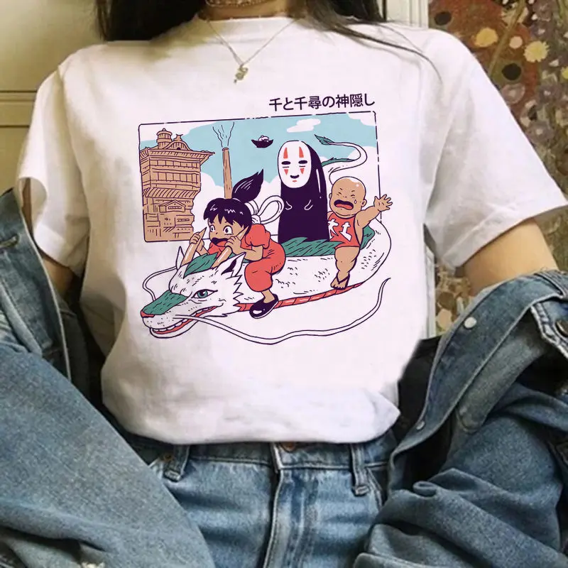 

Female T-shirt Cartoon Totoro T-shirt Thousand and Chihiro Printed T-shirt Japanese anime graphics Harajuku Studio Ghibli Tshirt