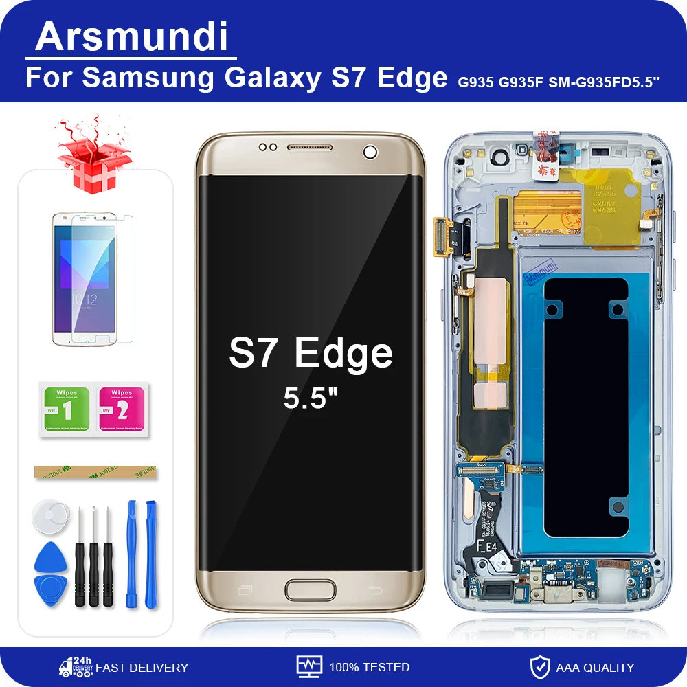 Супер AMOLED для Samsung Galaxy S7 Edge G935 G935F SM G935FD 5 &quotЖК дисплей сенсорный экран дигитайзер