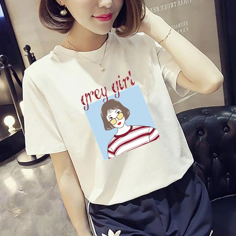 Новинка лета 2021 белый женский свободный топ с коротким рукавом в Корейском стиле