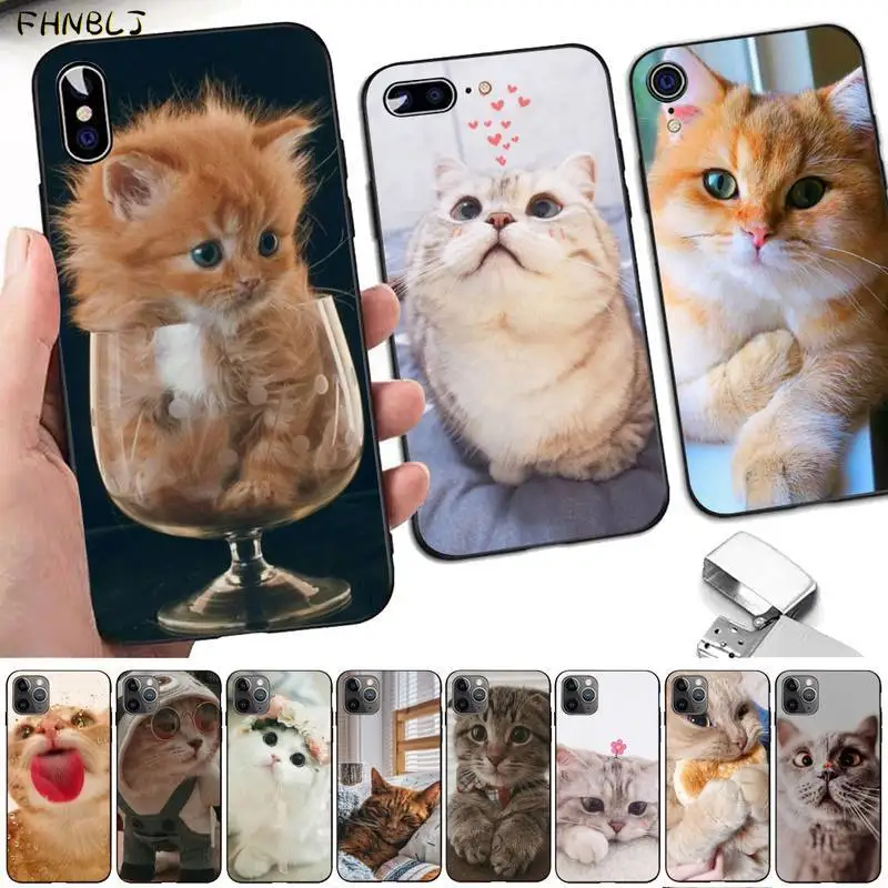 Cute Cat Kitten Luxury Unique Phone Cover for iphone 13 8 7 6 6S Plus X 5 5S SE 2020 XR 11 pro XS MAX