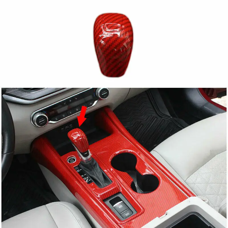 

Carbon Fiber Red Console Gear Shift Knob Cover Trim For Nissan Altima 2019-2021 Car modification Auto parts