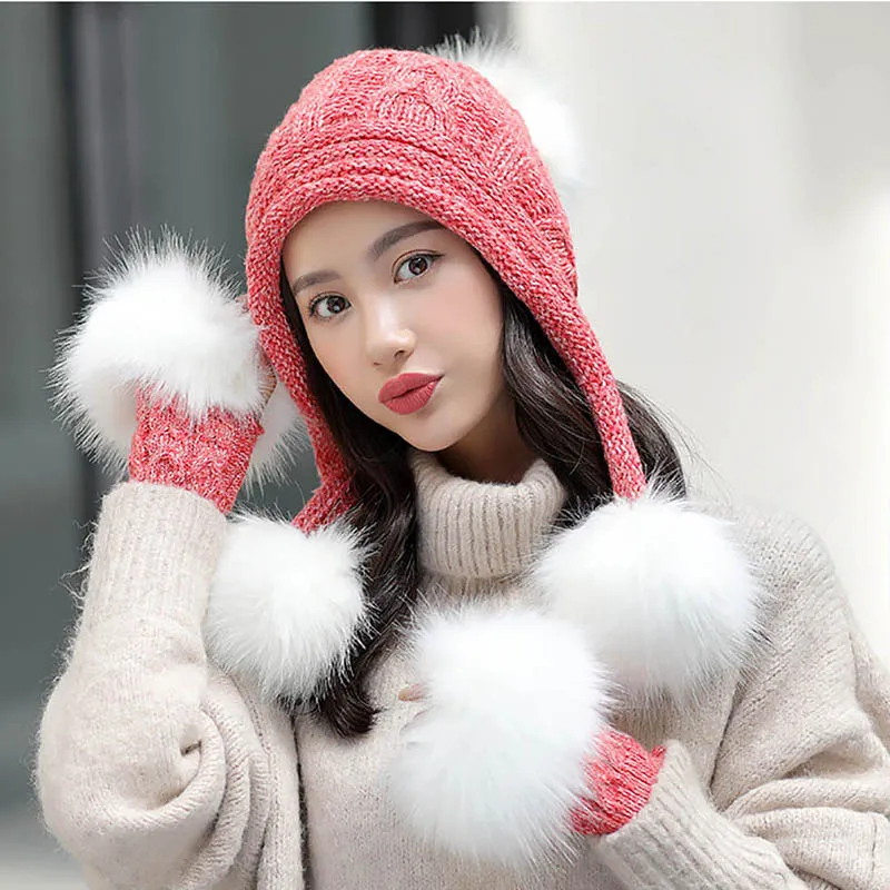 Calymel модная новинка вязаная шерстяная шапка перчатки набор для женщин осень и