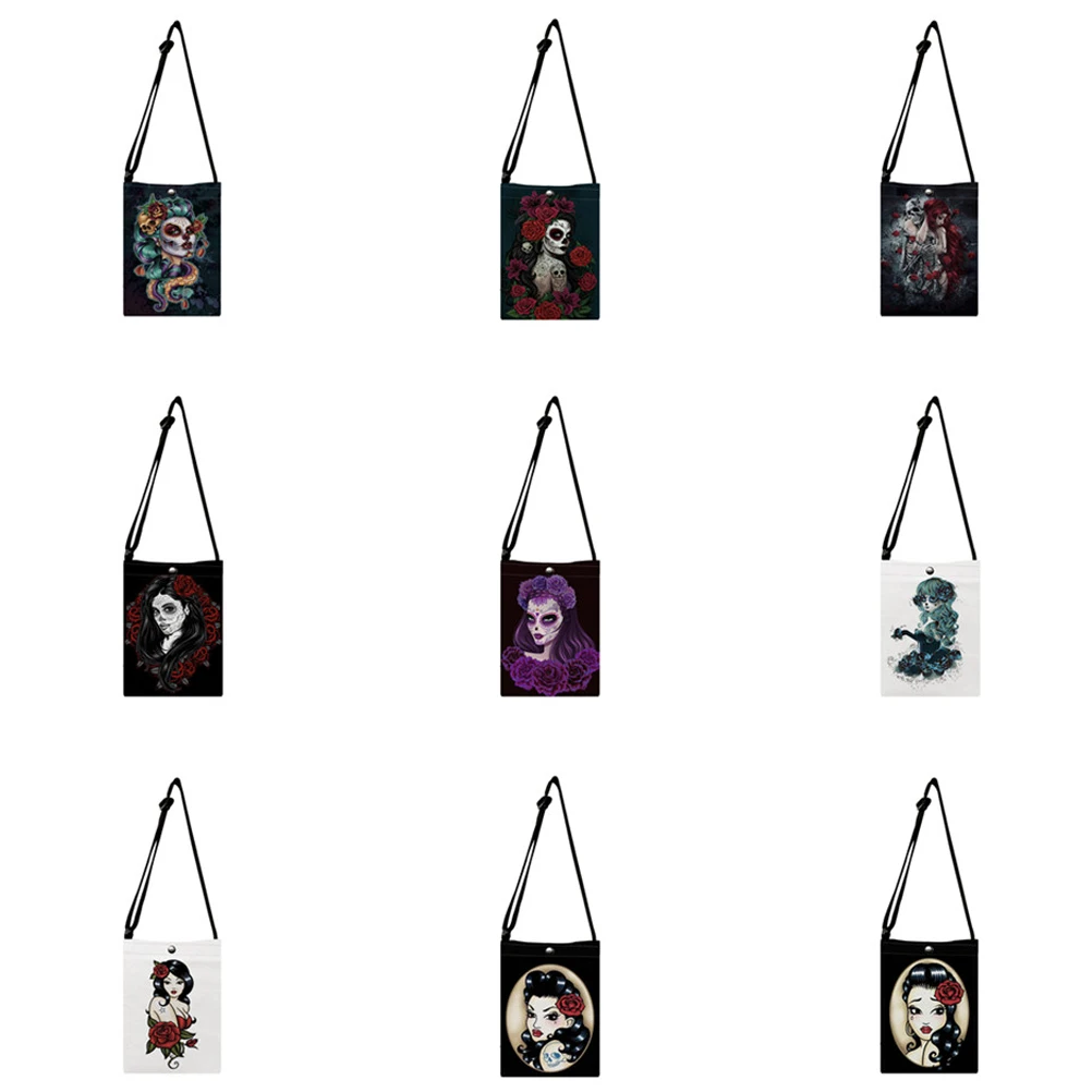 Модная женская сумка-мессенджер с изображением Дня мертвых цветов черепа и