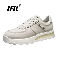 zftl mens thick soled sports shoes genuine leather white shoes casual shoes male brand luxury shoes platform shoes bottom trend
