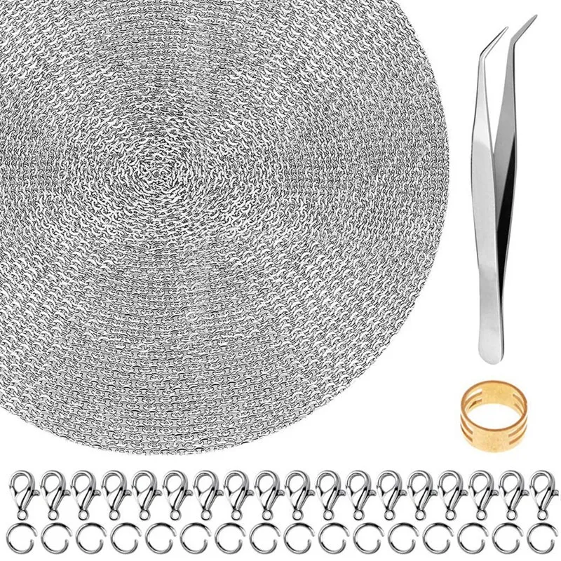 

Uclio 50 Feet Jewelry Chain Necklace Chains 2.0mm Stainless Chain with 100 Jump Rings 30 Lobster Clasps for Jewelry Making