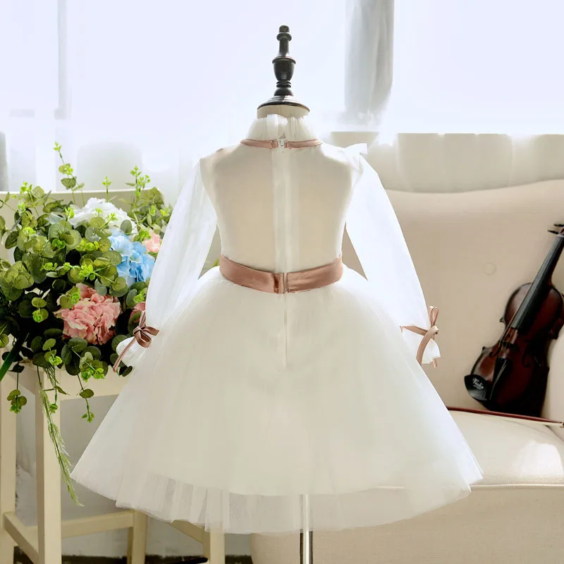 Платье принцессы для маленьких девочек белое кружевное платье крещения на 1-й