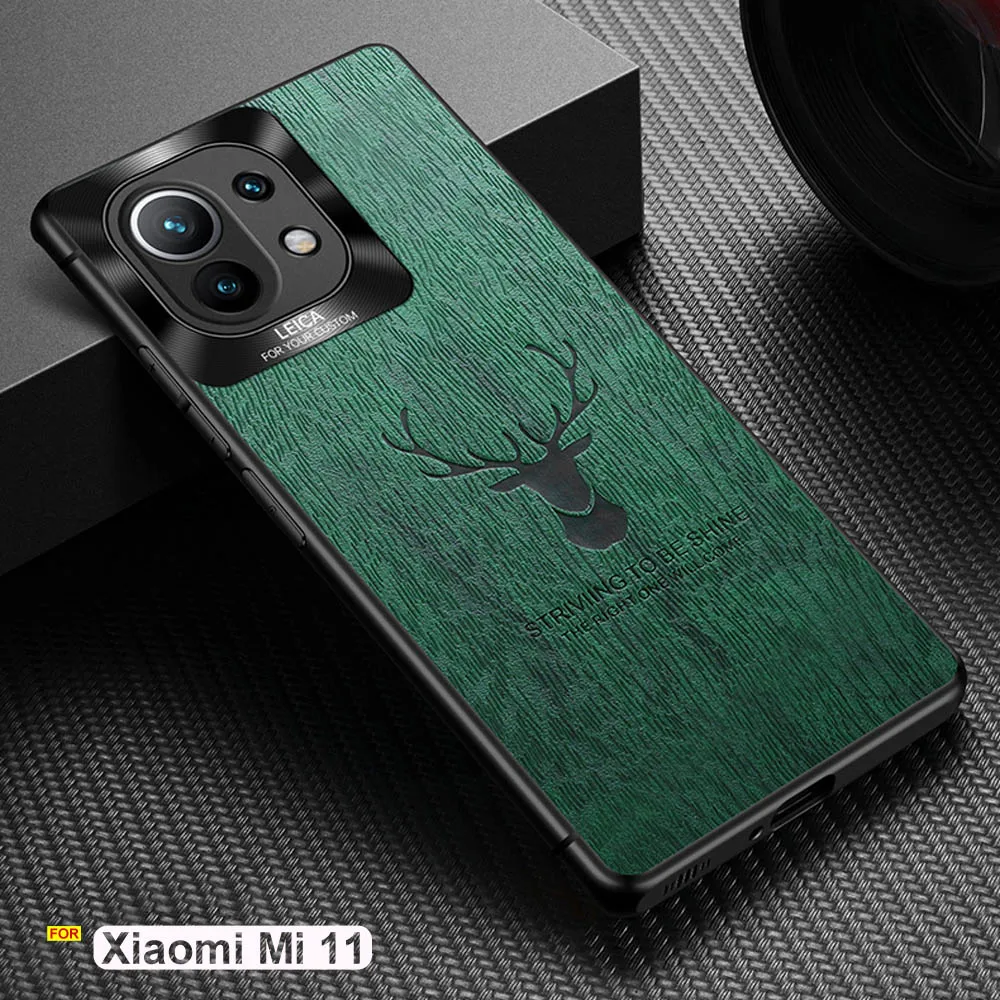

Чехол-накладка для Xiaomi Mi 11, силиконовый, мягкий, с деревянным узором и изображением оленя