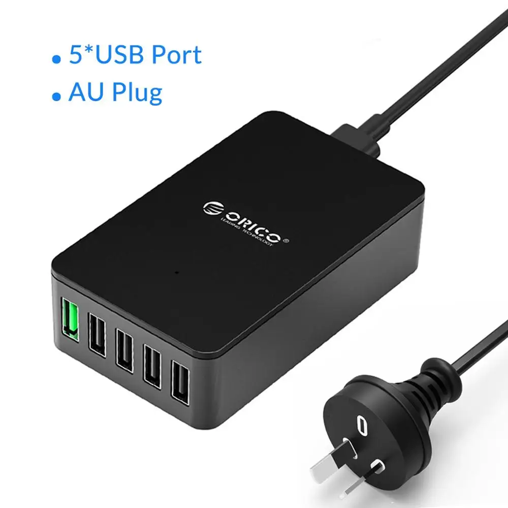 ORICO QSE-4U 4 порта QC2.0 для Qualcomm сертифицированная Быстрая зарядка 2,0 быстрая, USB зарядное устройство для samsung Xiaomi huawei LG htc - Тип штекера: 5 Port AU Plug