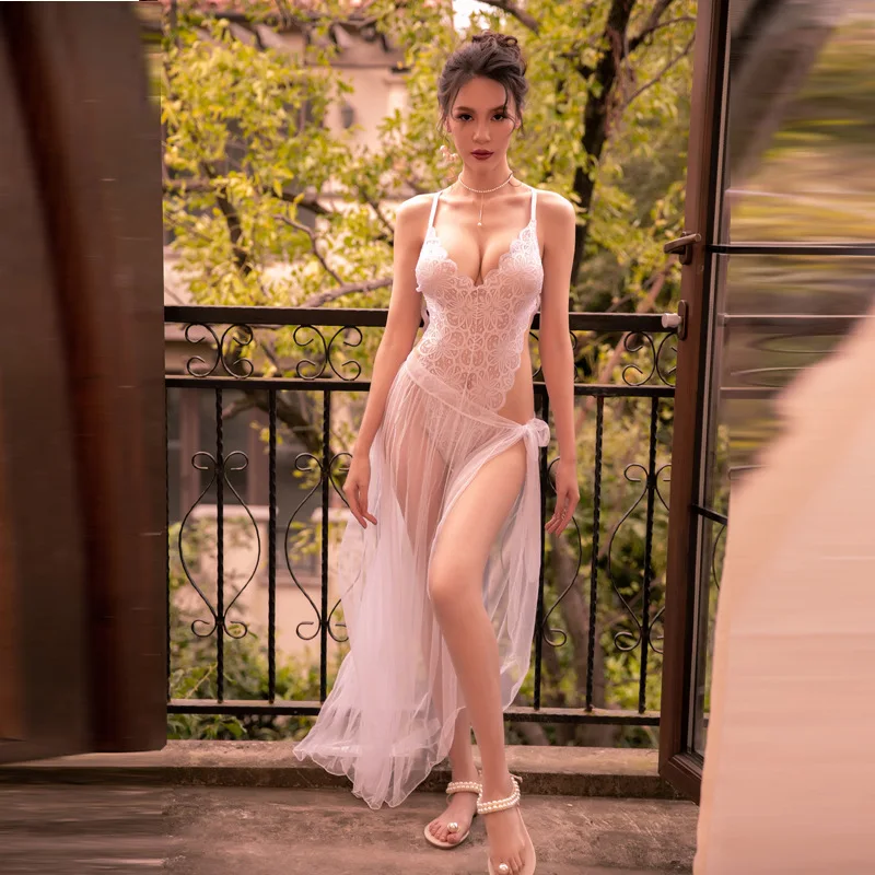 Зимняя Домашняя одежда женское прозрачное кружевное Сетчатое боди ночное белье