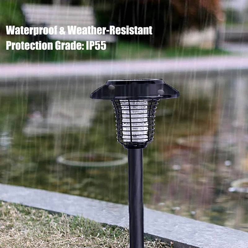 

4 Pack Solar Powered Light, Mosquito and Insect Bug Zapper-LED Fixture For Gardens, Pathways, and Patios
