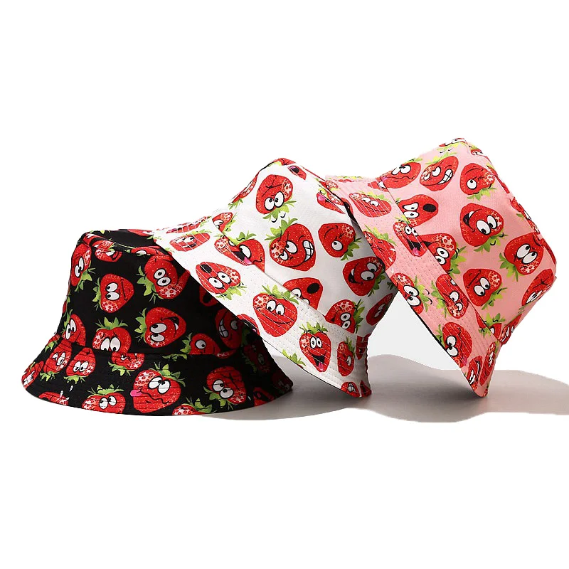

Creative Printing Fruits Hat For Women Summer Hat Outdoor Unise Leisure Sunshade Hat Big Brim Fishing Men Hat Women Bucket Cap