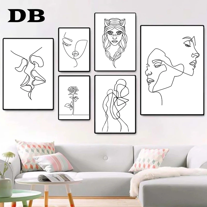 

Nordic Minimalist Figures Line Art Sexy Woman Body Nude Wall Canvas Paintings Drawing Posters Prints Decoration For Livingroom