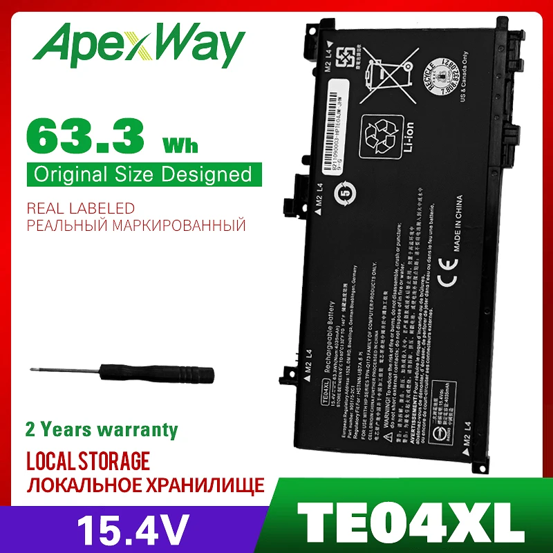 

Аккумулятор TE04 TE04XL для ноутбука HP OMEN 15-ax210TX 15-ax211TX 15-ax212TX 15-ax214TX 15-ax215TX Pavilion 15-ax235nd 15-bc215TX