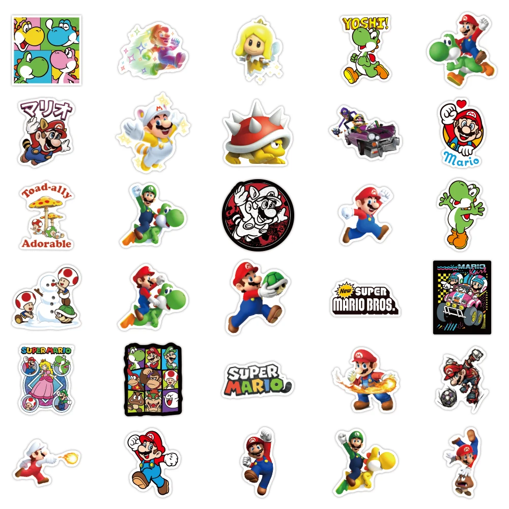 Pegatinas impermeables del juego de Mario para ordenador port&aacute;til, pegatinas de decoraci&oacute;n para equipaje, tel&eacute;fono m&oacute;vil, monopat&iacute;n, E-052, 100 Uds.-4