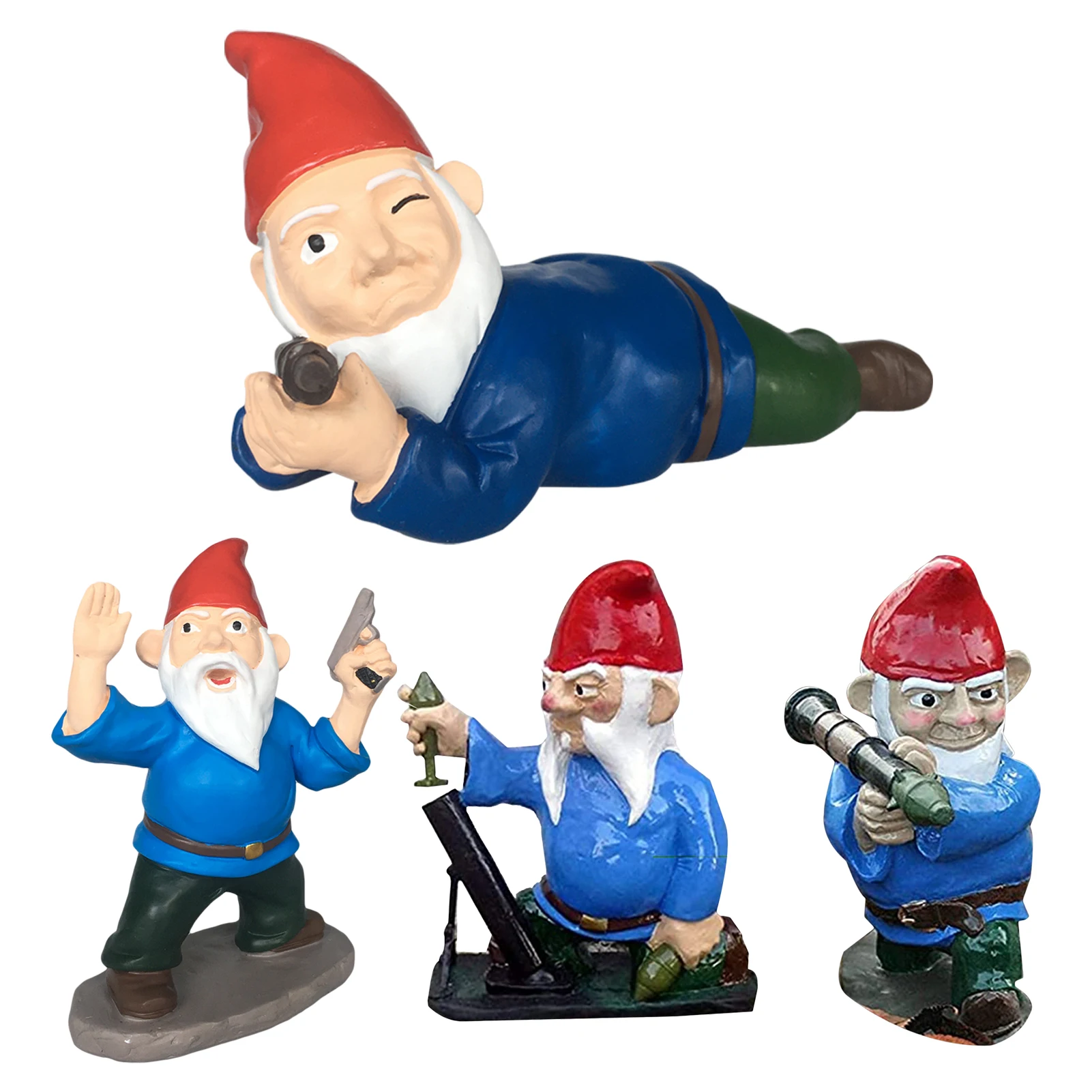

Mini Garden Gnome Figurines Resin Fairy Garden Funny Miniature Gnomes Halloween Fighting Army Elf Figure Micro Garden Dwarf