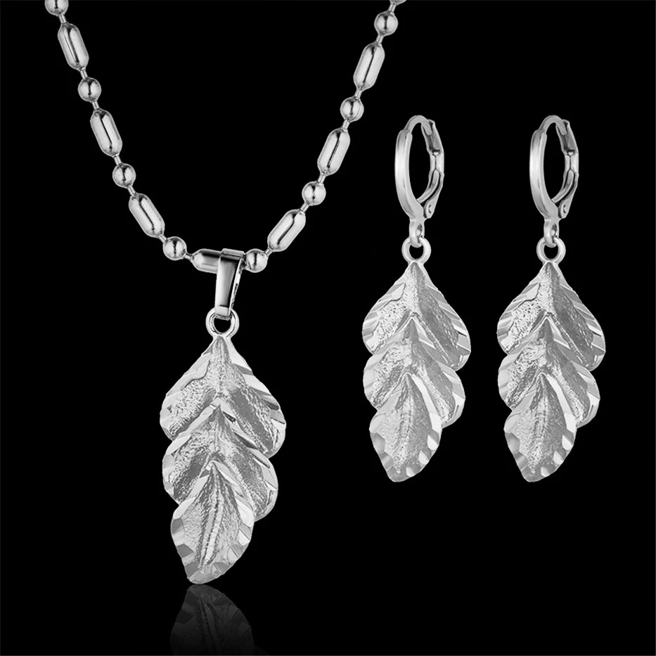 Романтическое ожерелье и серьги с листьями Свадебные Ювелирные наборы в