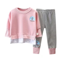 autumn children girls fashion clothes spring baby cartoon jacket pants 2pcssets kids toddler clothing infant striped sportswear