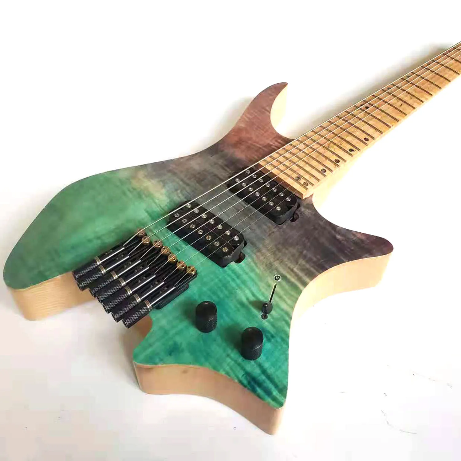 

Musoo Headless Electric Guitar 7 String Fanned Fret Ash & Flame Maple Body