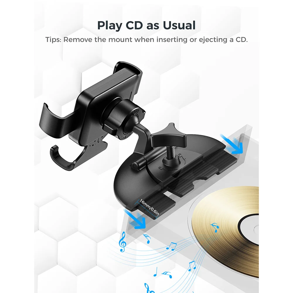 mpow ca135 car phone holder gravity car phone mount auto lock auto release cd slot phone holder for iphone 12 12 pro max huawei free global shipping