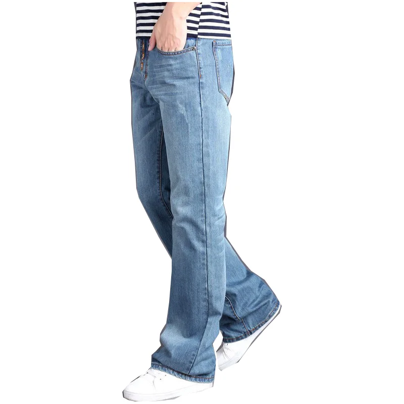 

Pantalones vaqueros Acampanados para hombre, de cintura alta pantalón largo, acampanado, azul, talla grande 28-36