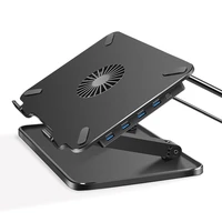 multifunction laptop stand with cooling fan 4pcs usb port height adjustable lapdesk desktop orangizer tablets holder