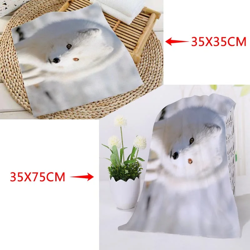 Полотенца квадратные из микрофибры с принтом Арктическая лисица 35x35 см 35x75 | Дом и