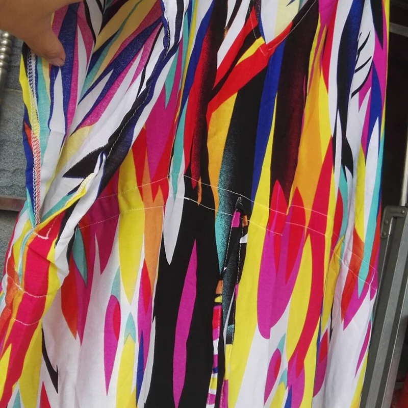 2021 Пляжная накидка большого размера туника с принтом парео хлопковое пляжное