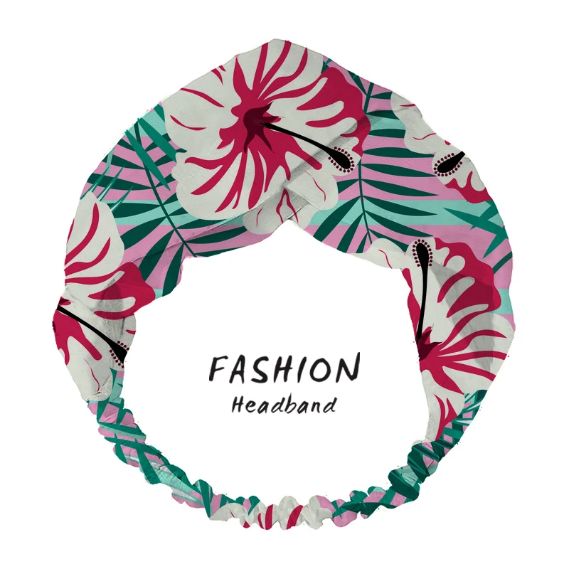 

Women Bandana Headbands Colorful feather Print Turban Vintage Cross Hair Bands Head Wrap headband for Women Hair Accessories