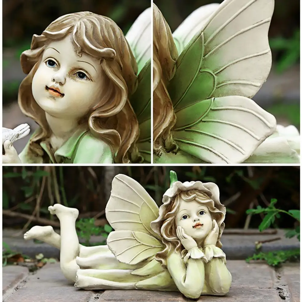 

Garden Sculpture Delicate Non-fading Fairy Elves Shape Beautiful Resin Craft Outdoor Statue for Outdoor Home Decor Accessories