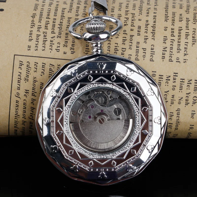 New Arrvial Open Face Hand-winding Tourbillon Mechanical Pocket Watch Roman Number Moon Phase Fob Watch Gift