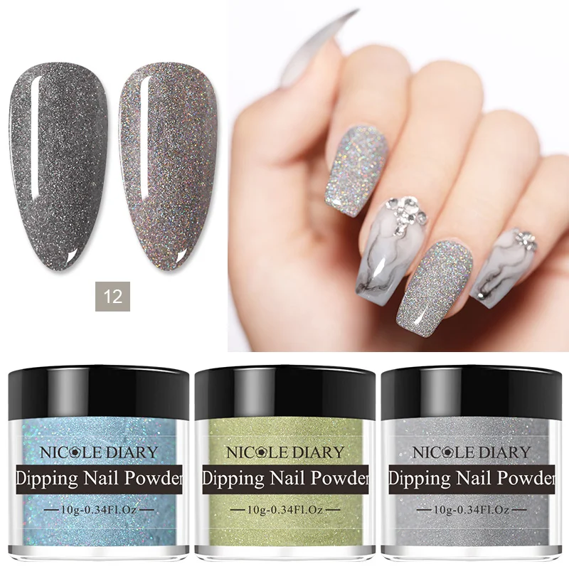 Голографический порошок NICOLE DIARY для ногтей 10 г блестящий красочный дизайн