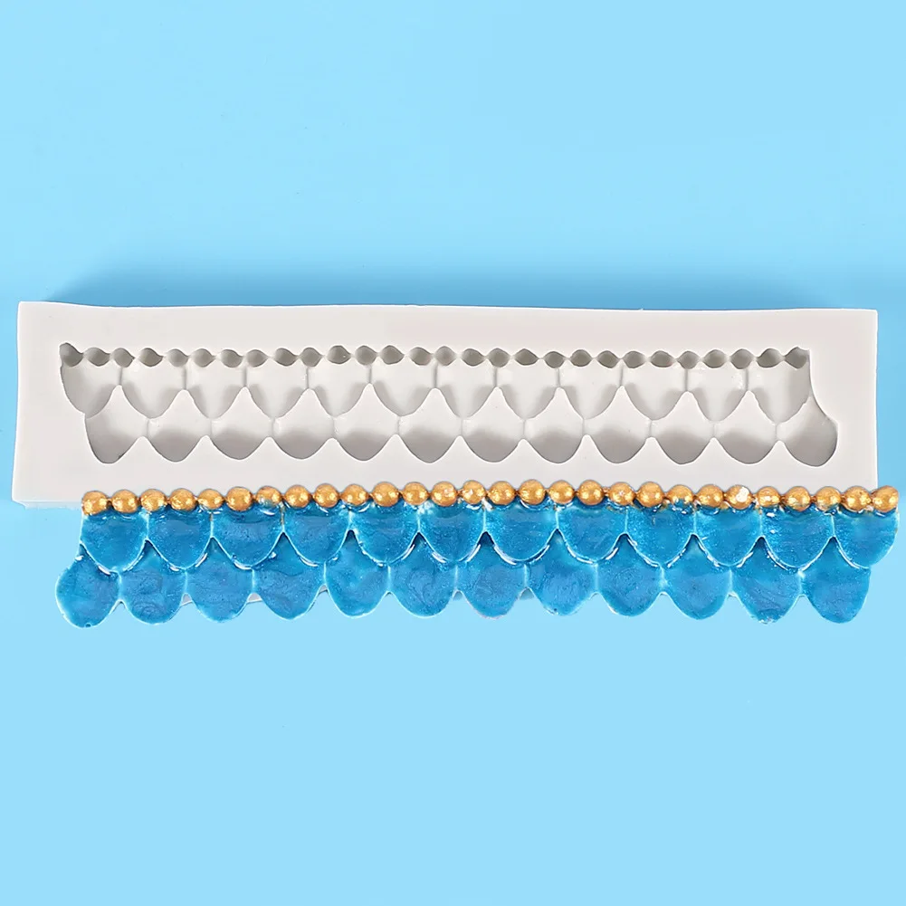 

Baking Mold DIY Long Strip Cake Rim Folds Semicircle Flower Shape Silicone Mold Fondant Cake Decoration Silicone Mold
