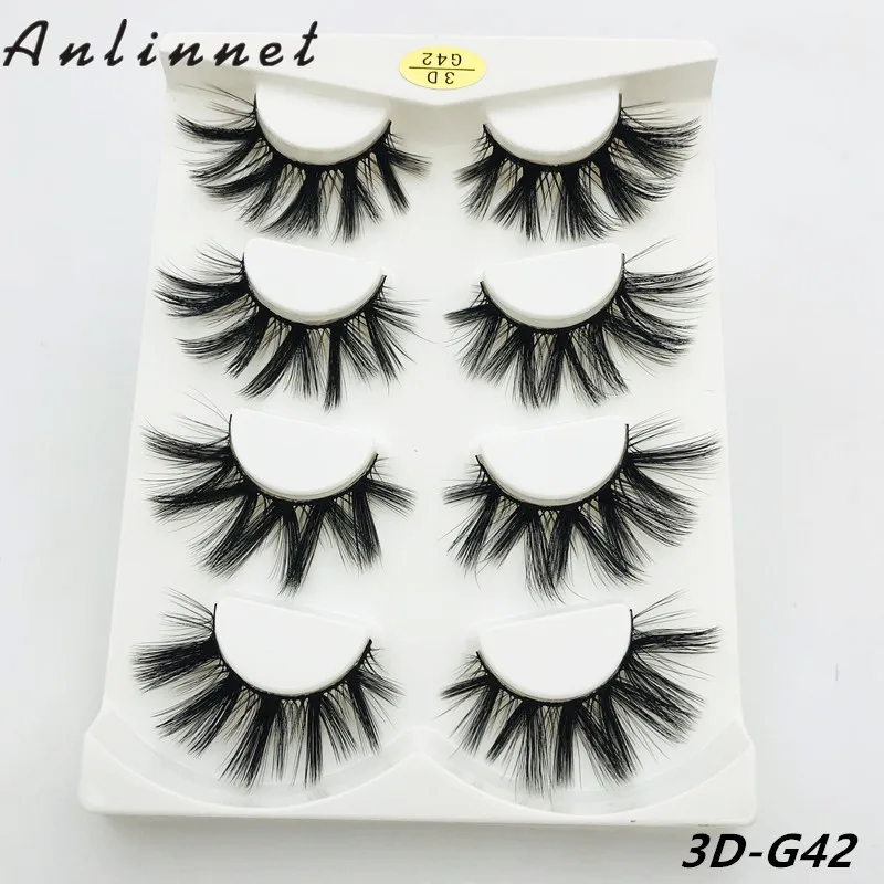 

4 пары 3D накладные ресницы ручной работы норковые ресницы натуральные мягкие ресницы маленькие пучки ресницы оптом накладные ресницы