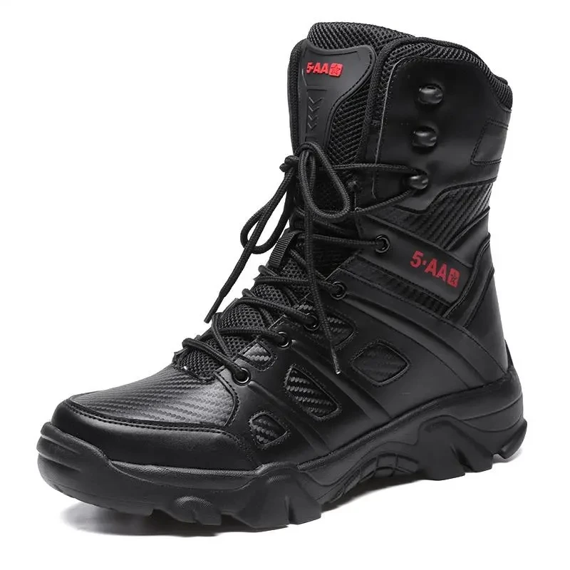 

2021 Platform Desert Boots Men'S Combat Shoes Big Size 46 47 Mid Calf Boots Windproof Military Boots Male Anti Slip Snow Shoes