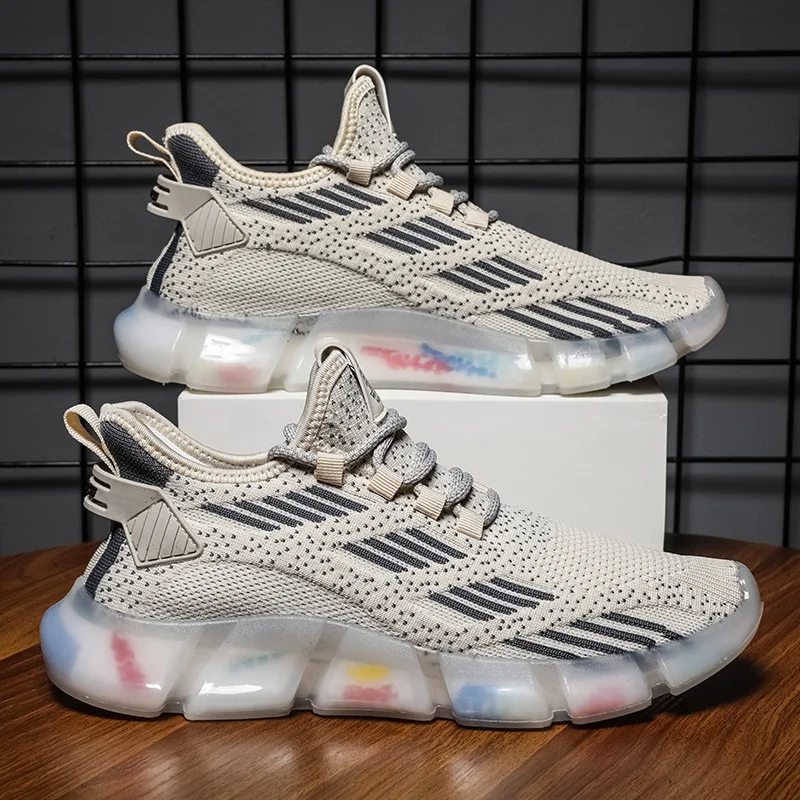 

Men's new summer 2021 flying woven breathable mesh casual coconut sneakers