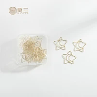 tutu 25 pcs cute moon star modeling bookmark paper clip school office supply metal plating gold paper clip gift stationery h0375
