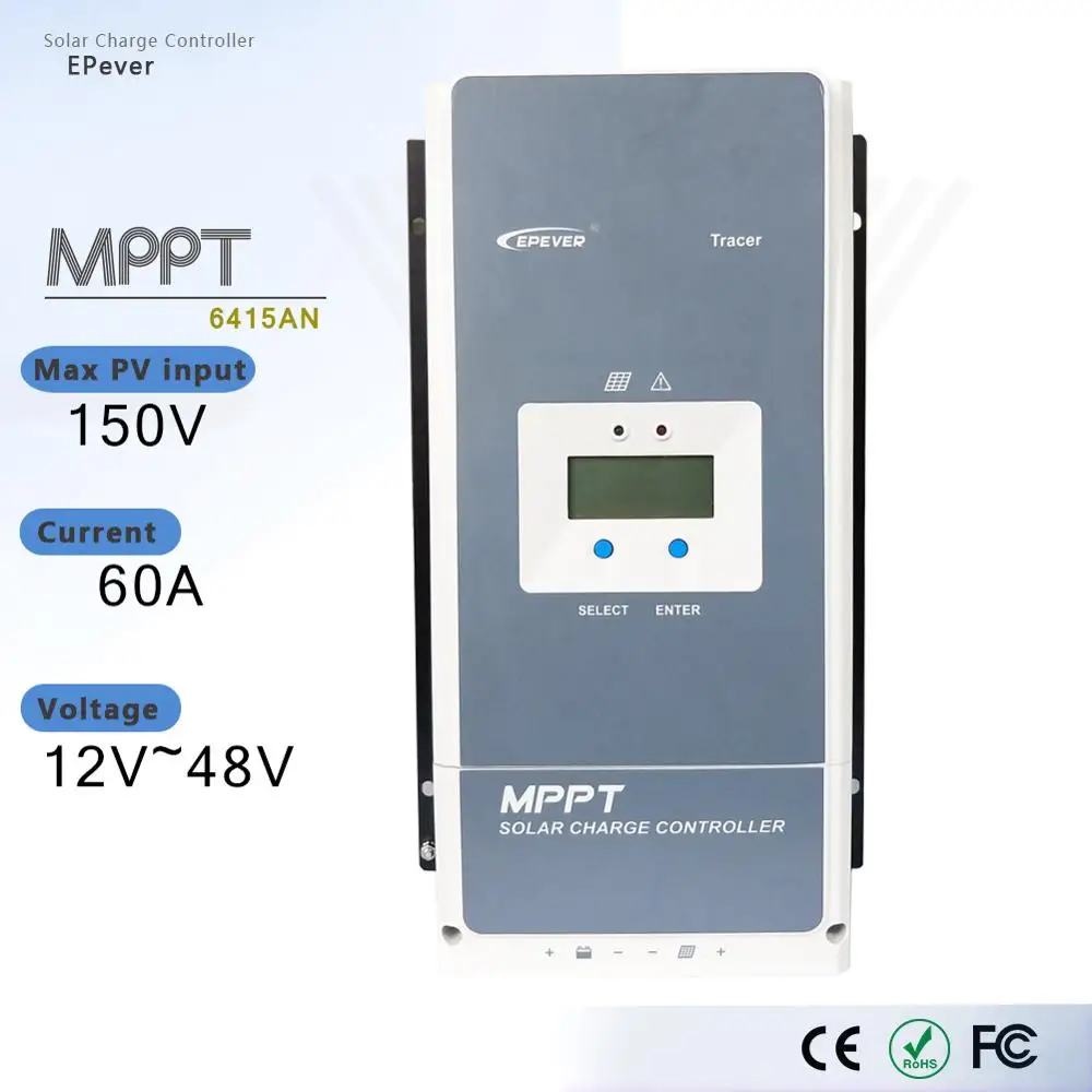 EPever Tracer6415AN 60A контроллер солнечного зарядного устройства MPPT 12 В 24 в 36 в 48 в авто для Макс. 150 в Солнечная Панель Регулятор ввода с MT50