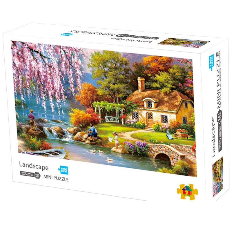 

New Colorful 1000 Pieces Jigsaw Puzzle Landscape Oil Mini Finger Toy Brain Game Super Fun Gifts for Kids Teenager 3D DIY Drawing