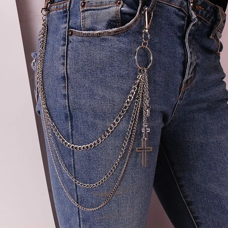 

Punk Metal Cross Chain for Pants Waist Chain Women Men Cross Keychain Clip on Chains Pants Belts Punk Jeans Rock Hip Hop Jewelry