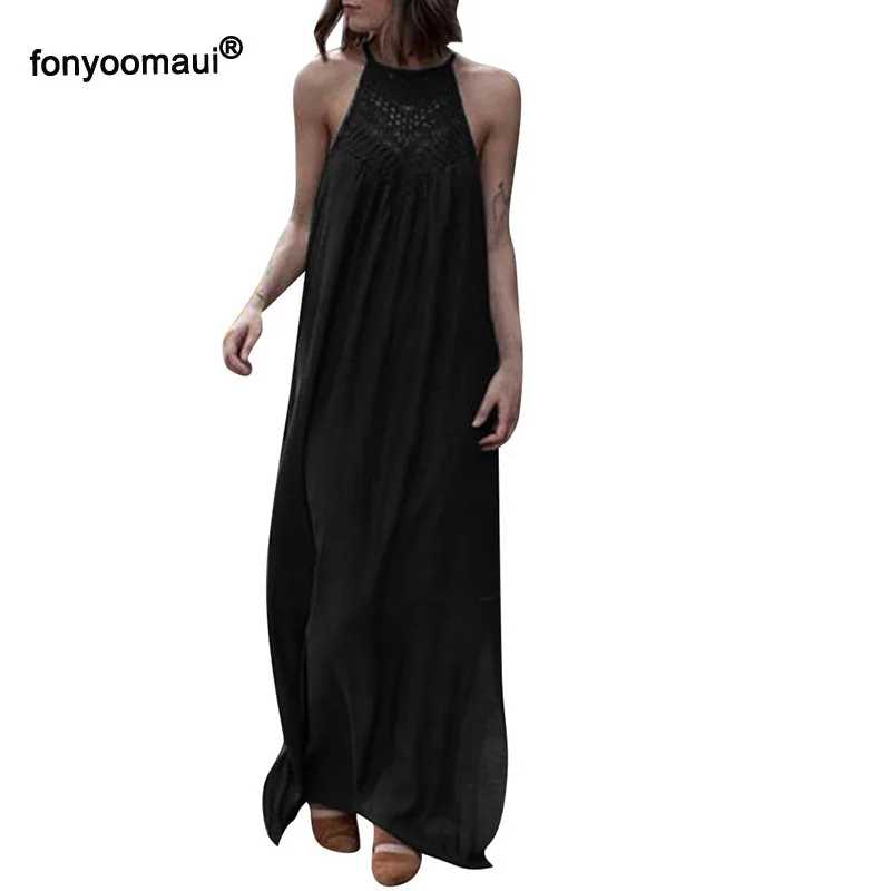 Женское пляжное платье в пол Длинное свободное большого размера с подвесной