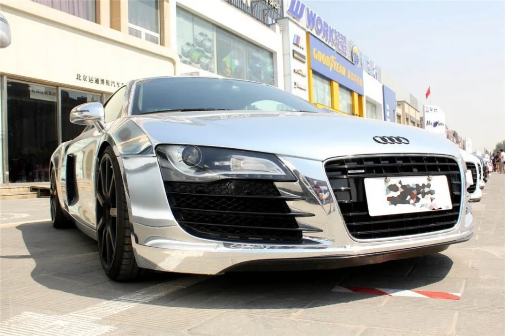 Гибкая Глянцевая Серебристая хромированная зеркальная виниловая пленка для