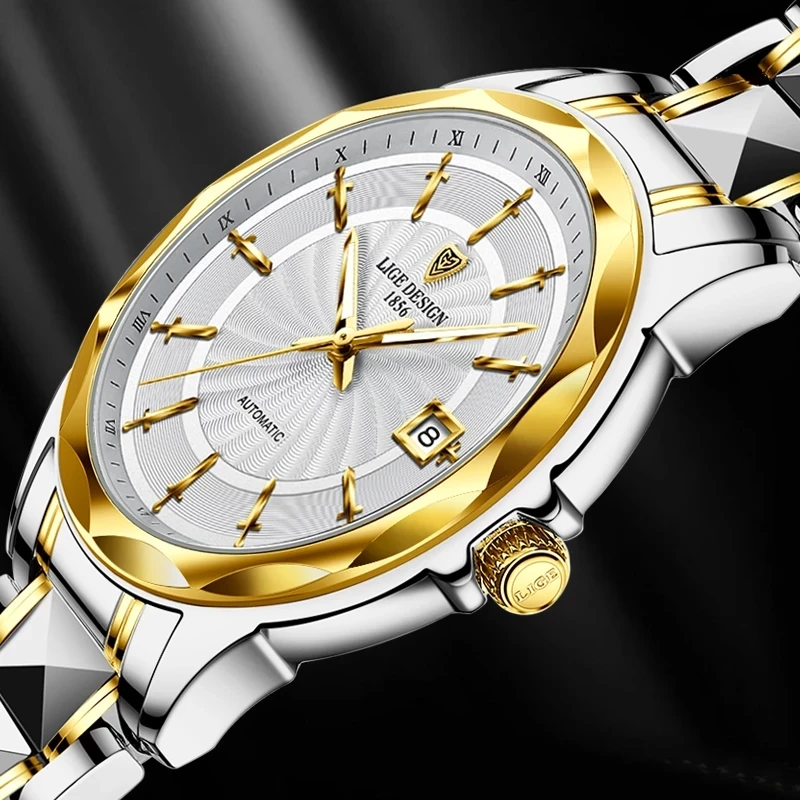 Часы мужские механические с автоподзаводом водонепроницаемые из вольфрамовой