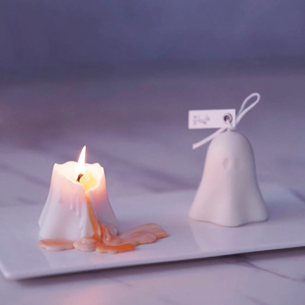 Molde de silicona para velas de fantasma de Halloween, dise&ntilde;o elegante, molde para velas hechas a mano, jab&oacute;n peque&ntilde;o con forma de fantasma, regalo creativo de cumplea&ntilde;os-3