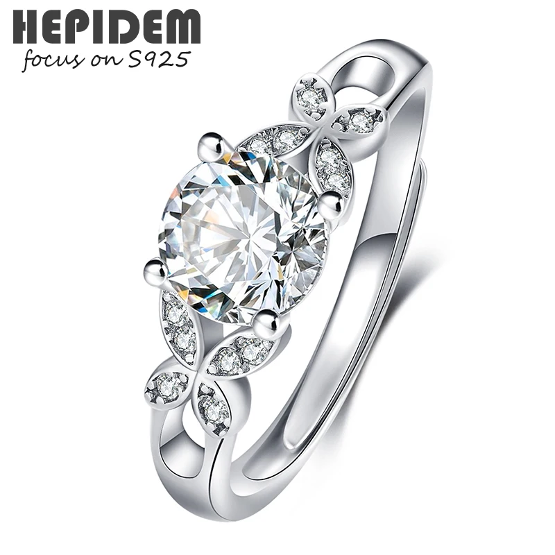 

HEPIDEM 100% 1ct 6.5mm D Moissanite 925 Sterling Silver Rings S925 Jewelry 2021 New Women Wedding Gift Diamond Test Passed H1974