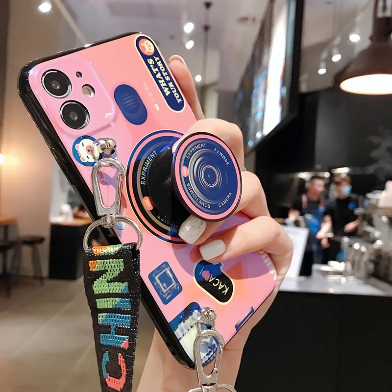 Чехол для телефона в стиле ретро камеры iPhone 12 чехол с ремешком и кронштейном