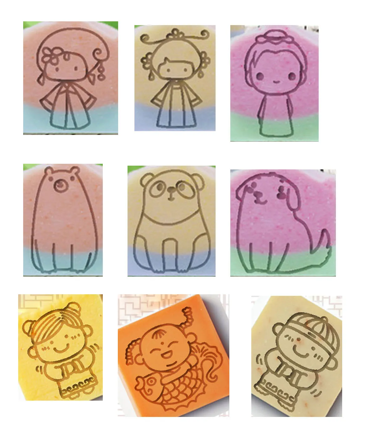 

3 Pcs/set DIY Acrylic crystal Transparent girl soap seal new resin soap stamp 44 x 44 mm