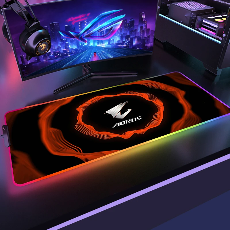 

Giga RGB Mouse Pad Aorus Large PC Gamer Computer Gaming Mousepad Mouse Mat XXL Mousepad Desk Mat Backlight Keyboard Mause Mats