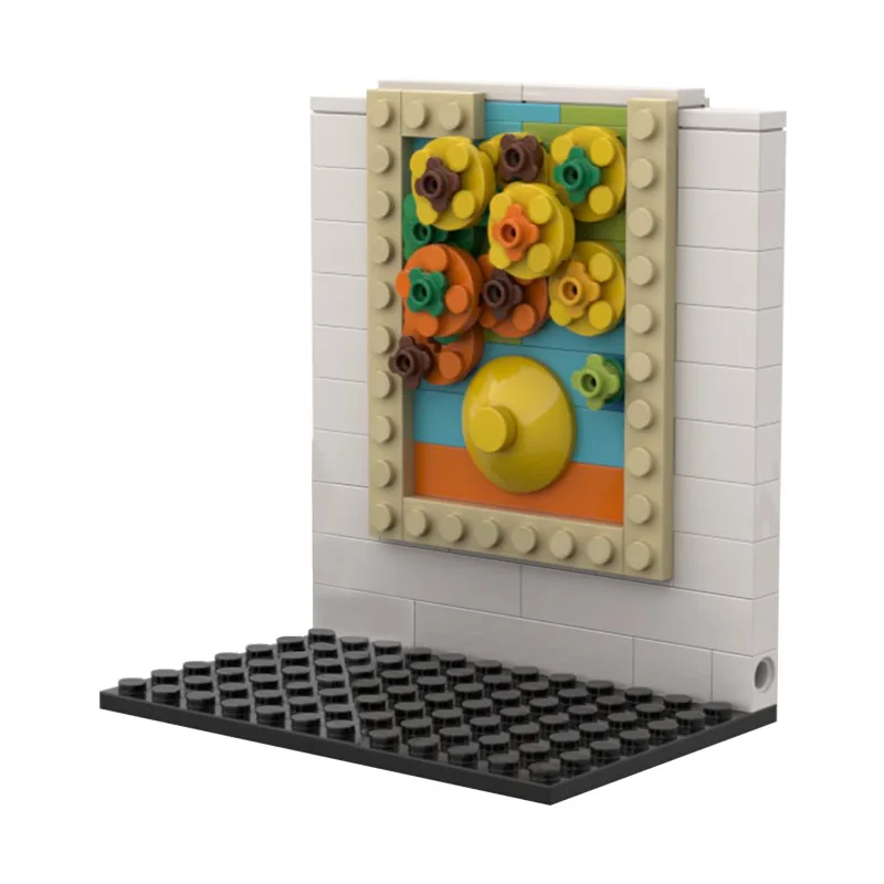 

MOC Art Painting Famous Sunflower Flower Pixel Painting Building Block Model Fashion Home Wall Decoration DIY Toy Splicing Gift