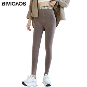 BIVIGAOS 2020 бархатные хлопковые леггинсы с буквенным принтом узкие брюки для женщин на осень и зиму обтягивающие леггинсы с рисунком теплые леггинсы с высокой талией зимние штаны женские теплые лосины