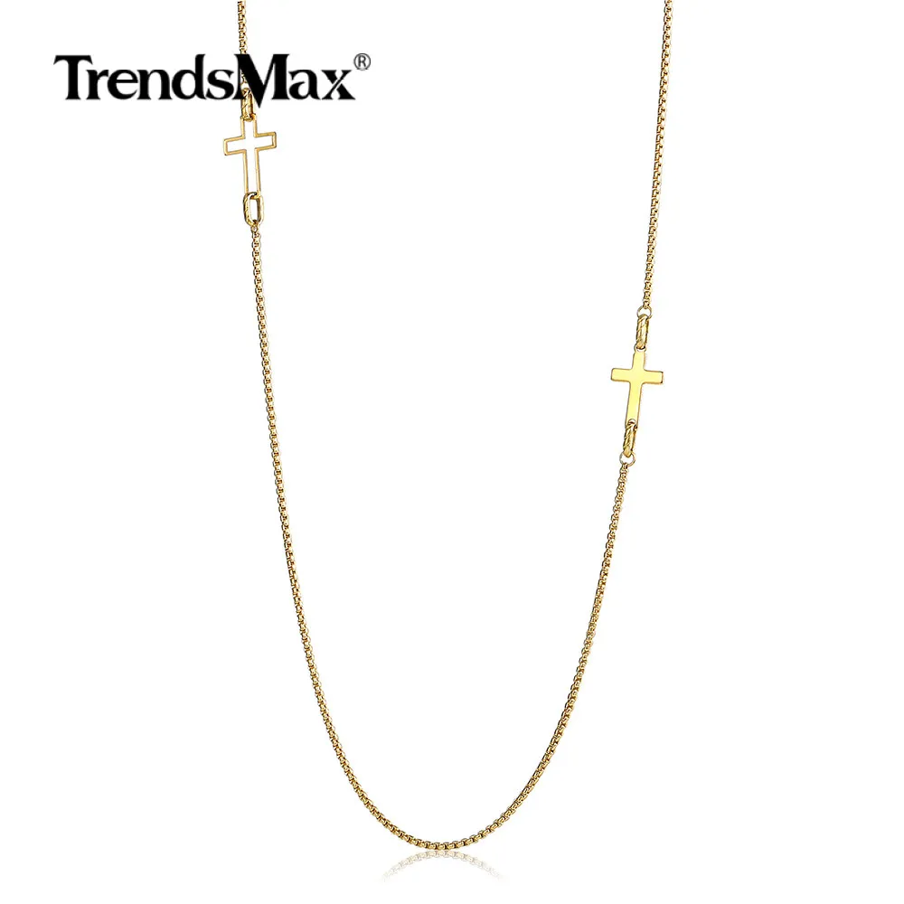 Trendsmax 2 мм золотая коробка из нержавеющей стали подвеска крест для мальчиков